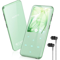 Agptek 64go mp3 bleutooth avec haut-parleur, 2.4" grand écran lecteur mp3 en métal qualité sonore hifi audio mp4 baladeur sport 