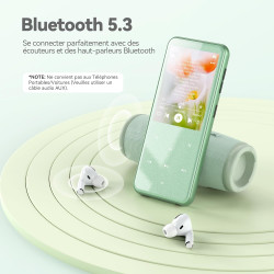 Agptek 64go mp3 bleutooth avec haut-parleur, 2.4" grand écran lecteur mp3 en métal qualité sonore hifi audio mp4 baladeur sport 