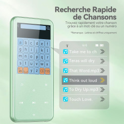 Agptek 64go mp3 bleutooth avec haut-parleur, 2.4" grand écran lecteur mp3 en métal qualité sonore hifi audio mp4 baladeur sport 
