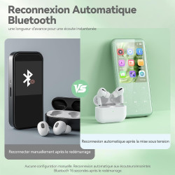 Agptek 64go mp3 bleutooth avec haut-parleur, 2.4" grand écran lecteur mp3 en métal qualité sonore hifi audio mp4 baladeur sport 