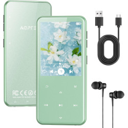 Agptek 64go mp3 bleutooth avec haut-parleur, 2.4" grand écran lecteur mp3 en métal qualité sonore hifi audio mp4 baladeur sport 