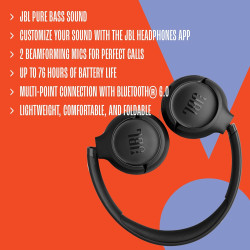 Jbl tune 530 bt, casque audio sans fil, léger et confortable, bleutooth 6.0, autonomie jusqu'à 76 h, charge rapide, design pliab