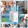 Répéteur WiFi, Amplificateur WiFi 1200 Mbps, 5GHz/2.4GHz Puissant Répéteur WiFi 4 Antennes, Port Ethernet Gigabit, WiFi Extender
