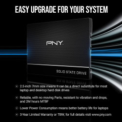 PNY CS900 SSD Interne SATA III Disque SSD, 2.5 Pouces, 2To, Vitesse de Lecture jusqu'à 550MB/s
