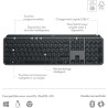 Logitech mx keys s clavier sans fil rechargeable usb c, clavier silencieux, plat, rétroéclairé, touches ergonomiques et programm