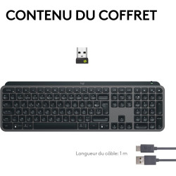 Logitech mx keys s clavier sans fil rechargeable usb c, clavier silencieux, plat, rétroéclairé, touches ergonomiques et programm