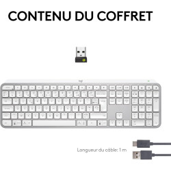 Logitech mx keys s clavier sans fil rechargeable usb c, clavier silencieux, rétroéclairé, touches ergonomiques et programmables,