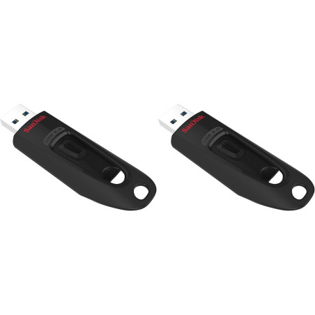 Sandisk 64gb ultra usb flash drive usb 3.0 up to 130 mb/s read, noir, (pack of 1) (lot de 2)