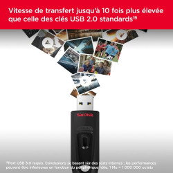 SanDisk 256Go Ultra Flash Drive Clé USB, des vitesses allant jusqu'à 130 Mo/s, USB 3.0, Noir