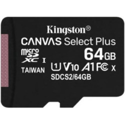 Kingston Canvas Select Plus Carte MIcro SD SDCS2/64GB Class 10 + Adaptateur inclus