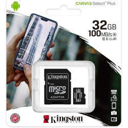 Kingston Canvas Select Plus Carte MIcro SD SDCS2/32GB Class 10 + Adaptateur inclus