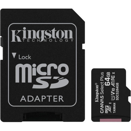 Kingston Canvas Select Plus Carte MIcro SD SDCS2/64GB-2P1A Class 10 (2x cards,SD Adaptateur inclus)