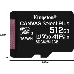 Kingston Canvas Select Plus Carte MIcro SD SDCS2/512GBSP Class 10