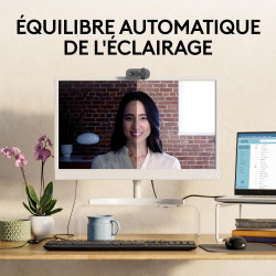 Logitech Brio 100 Webcam Full HD pour réunions/Streaming, équilibre Auto de l'éclairage, Micro intégré, volet de confidentialité