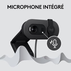 Logitech Brio 100 Webcam Full HD pour réunions/Streaming, équilibre Auto de l'éclairage, Micro intégré, volet de confidentialité