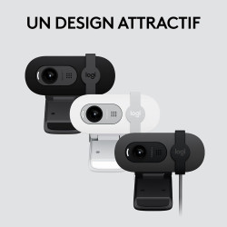 Logitech Brio 100 Webcam Full HD pour réunions/Streaming, équilibre Auto de l'éclairage, Micro intégré, volet de confidentialité