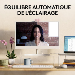 Logitech Brio 100 Webcam Full HD pour réunions/Streaming, équilibre Auto de l'éclairage, Micro intégré, volet de confidentialité