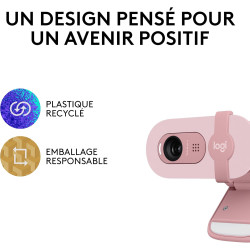 Logitech Brio 100 Webcam Full HD pour réunions/Streaming, équilibre Auto de l'éclairage, Micro intégré, volet de confidentialité