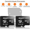 Amazon Basics Carte Mémoire MicroSDXC, avec Adaptateur SD, A2, U3, vitesse de lecture maximale de 100 Mb/s, 64 GB (lot de 2), No