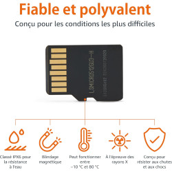 Amazon Basics Carte microSDXC de 512 Go avec Adaptateur, Vitesse de Lecture jusqu’à 200 Mo/s, Lot de 1