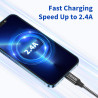 RAVIAD Câble iPhone Chargeur iPhone 1M [Certifié MFi] Câble Lightning Nylon Tressé Ultra Résistant Fil Lightning Charge Rapide C