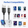 RAVIAD Câble iPhone Chargeur iPhone 1M [Certifié MFi] Câble Lightning Nylon Tressé Ultra Résistant Fil Lightning Charge Rapide C