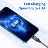 RAVIAD Câble iphone Court 15CM Chargeur iPhone, [Certifié MFi] Nylon Cable Lightning Charge Rapide Compatible avec iPhone 13 12 