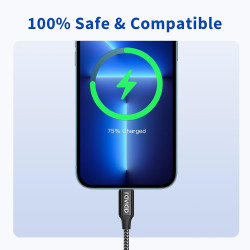 RAVIAD Câble iphone Court 15CM Chargeur iPhone, [Certifié MFi] Nylon Cable Lightning Charge Rapide Compatible avec iPhone 13 12 