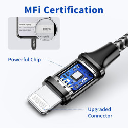 RAVIAD Câble iphone Court 50CM Chargeur iPhone, [Certifié MFi] Nylon Cable Lightning Charge Rapide Compatible avec iPhone 13 12 