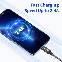RAVIAD Câble iphone Court 50CM Chargeur iPhone, [Certifié MFi] Nylon Cable Lightning Charge Rapide Compatible avec iPhone 13 12 