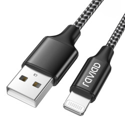 RAVIAD Câble iPhone 2M Certifié MFi Câble Lightning Nylon Tressé Ultra Résistant Charge Rapide Cordon pour iPhone 14 13 12 11 Pr