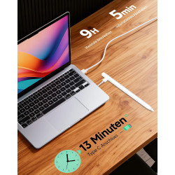 Stylet pour iPad 9e/10e Génération, Charge Rapide en 13 Minutes, Pencil pour Apple iPad (2018-2025) 10/9/8/7/6e Génération, iPad