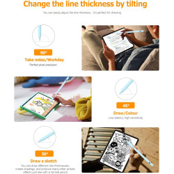 Stylet pour iPad (2018-2025) Charge Rapide, rejet de la Paume et sensibilité à l'inclinaison, Compatible avec iPad Pro 12,9 Pouc