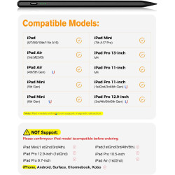 Stylet pour iPad 9e/10e Génération, Charge Rapide en 13 Minutes, Pencil pour Apple iPad (2018-2025) 10/9/8/7/6e Génération, iPad
