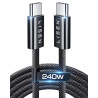 LISEN 240W Cable USB C Charge Rapide, 2m PD 5A Cable USB C vers USB C Câble Chargeur USBC Nylon Tressé pour iPhone 17 16 Samsung