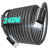 LISEN 240W Cable USB C Charge Rapide, 3m PD 5A Cable USB C vers USB C Câble Chargeur USBC Nylon Tressé pour iPhone 17 16 Samsung