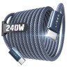 LISEN 240W Cable USB C Charge Rapide, 3m PD 5A Cable USB C vers USB C Câble Chargeur USBC Nylon Tressé pour iPhone 17 16 Samsung