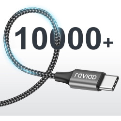 Raviad cable usb c charge rapide 3.1a, [1m, lot de 2] câble usb vers usb c nylon cable chargeur type c pour iphone 17 16 15, sam
