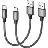Raviad cable usb c charge rapide 3.1a, [0.3m, lot de 2] câble usb vers usb c court nylon cable chargeur type c pour iphone 17 16