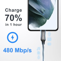 Raviad cable usb c charge rapide 3.1a, [0.3m, lot de 2] câble usb vers usb c court nylon cable chargeur type c pour iphone 17 16