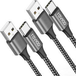 Raviad cable usb c charge rapide 3.1a, [2m, lot de 2] câble usb vers usb c nylon cable chargeur type c pour iphone 17 16 15, sam