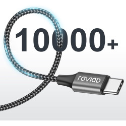 Raviad cable usb c charge rapide 3.1a, [2m, lot de 2] câble usb vers usb c nylon cable chargeur type c pour iphone 17 16 15, sam