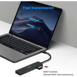 BENFEI Hub USB C Adaptateur Compatible avec iPhone 15/16 Plus Pro Max, MacBook iPad Pro Air, multiport USB-C 7 en 1, Noir, avec 