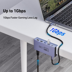 BENFEI Hub USB C Adaptateur Compatible avec iPhone 15/16 Plus Pro Max, MacBook iPad Pro Air, multiport USB-C 8 en 1, Gris, avec 