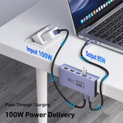 BENFEI Hub USB C Adaptateur Compatible avec iPhone 15/16 Plus Pro Max, MacBook iPad Pro Air, multiport USB-C 8 en 1, Gris, avec 