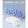 Chargeur USB C 65W, Charge Rapide PD3.0 PPS, GaN II avec Câble Tressé 2M, Compatible pour MaxBook Pro/Air, pour Samsung Galaxy S