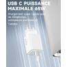 Chargeur USB C 65W, Charge Rapide PD3.0 PPS, GaN II avec Câble Tressé 2M, Compatible pour MaxBook Pro/Air, pour Samsung Galaxy S