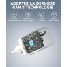 Chargeur USB C 65W, Charge Rapide PD3.0 PPS, GaN II avec Câble Tressé 2M, Compatible pour MaxBook Pro/Air, pour Samsung Galaxy S