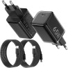 2PCS Chargeur USB C 65W, Charge Rapide PD3.0 PPS, GaN II avec Câble Tressé 2M, Compatible pour MacBook Pro/Air, pour Samsung Gal