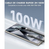 2PCS Chargeur USB C 65W, Charge Rapide PD3.0 PPS, GaN II avec Câble Tressé 2M, Compatible pour MacBook Pro/Air, pour Samsung Gal
